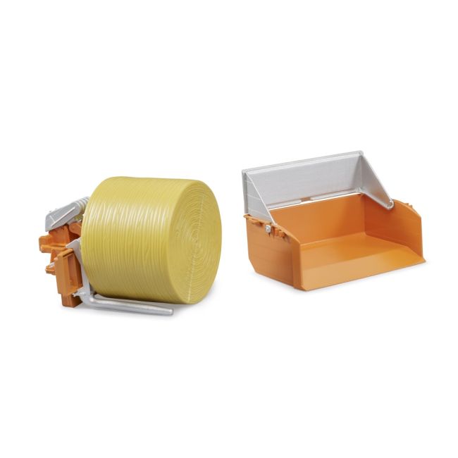Bruder - Accesorii pentru tractor Lada de incarcare furci si un balot rotund ARTBR02353