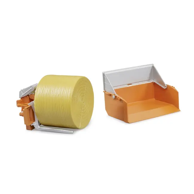 Bruder - Accesorii pentru tractor Lada de incarcare furci si un balot rotund ARTBR02353