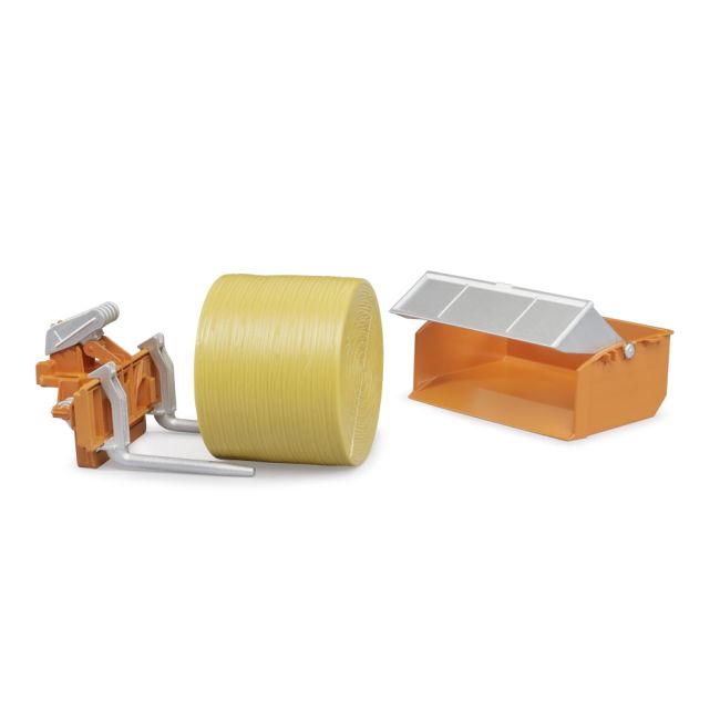 Bruder - Accesorii pentru tractor Lada de incarcare furci si un balot rotund ARTBR02353