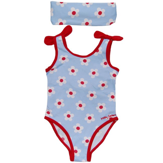Costum de baie intreg Sky Daisy cu bandana, Mitty James, 2-3 ani