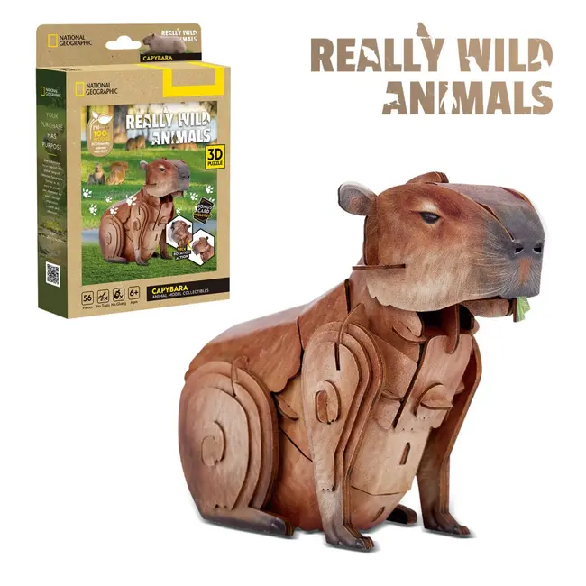 Cubic Fun - National Geographic Animale Salbatice Puzzle 3D Capibara 56 piese ARTCUDS1177h
