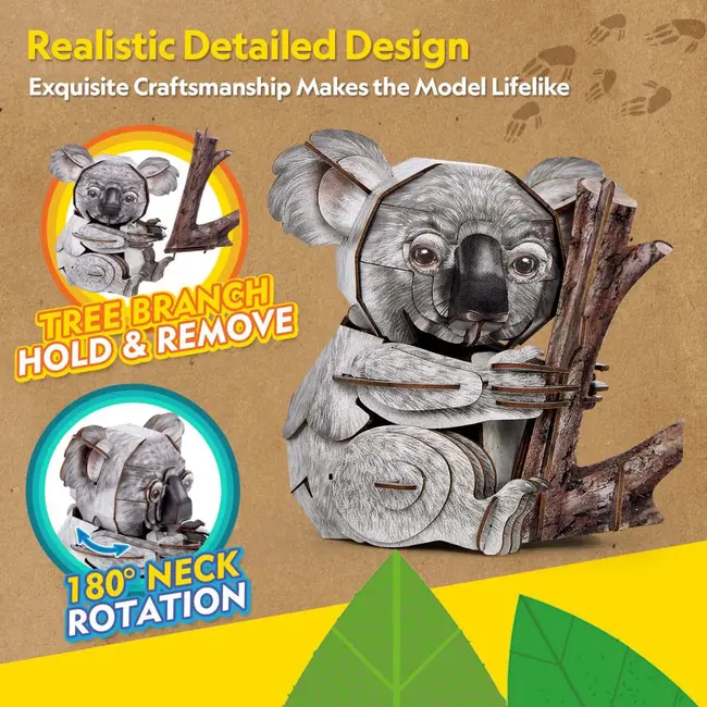 Cubic Fun - National Geographic Animale Salbatice Puzzle 3D Koala 60 piese ARTCUDS1176h