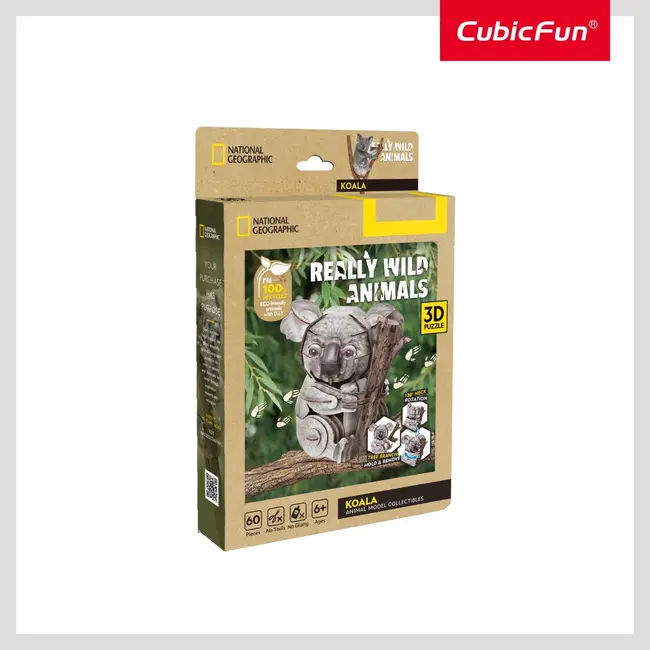 Cubic Fun - National Geographic Animale Salbatice Puzzle 3D Koala 60 piese ARTCUDS1176h