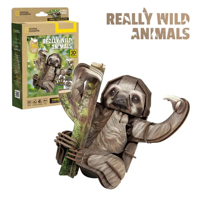 Cubic Fun - National Geographic Animale Salbatice Puzzle 3D Lenes cu trei degete 52 piese ARTCUDS1175h