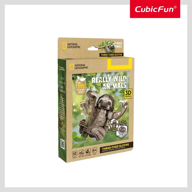 Cubic Fun - National Geographic Animale Salbatice Puzzle 3D Lenes cu trei degete 52 piese ARTCUDS1175h