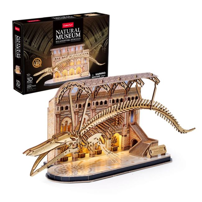 Cubic Fun - Puzzle 3D cu LED muzeul natural Balena albastra 223 piese ARTCUL545h