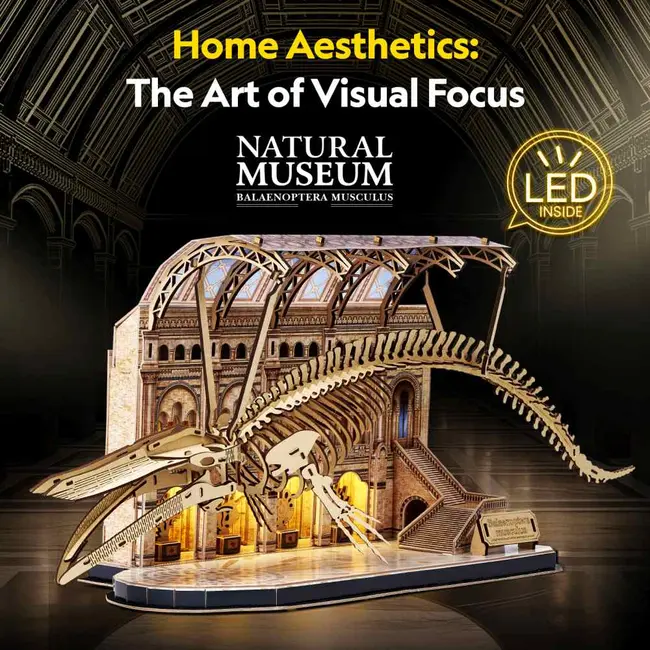 Cubic Fun - Puzzle 3D cu LED muzeul natural Balena albastra 223 piese ARTCUL545h