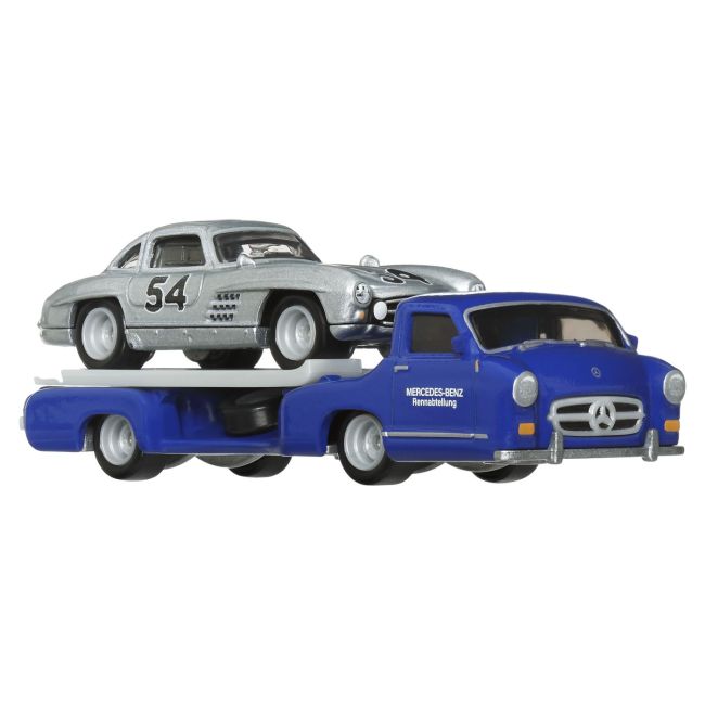 HOT WHEELS TRANSPORTATOR  MERCEDES-BENZ 55 BLAUES WUNDER CU MASINUTA MERCEDES-BENZ 300 SL SCARA 1:64 VIVMTFLF56_HRV48
