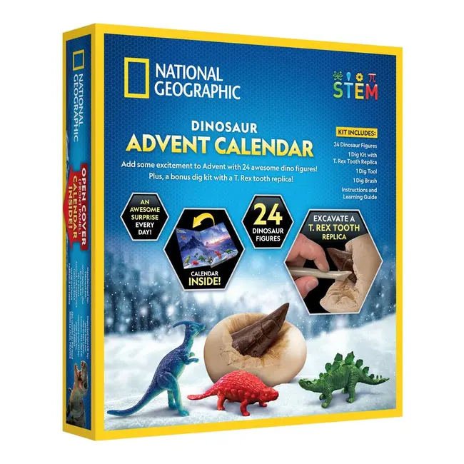 National Geographic - Set educativ Calendar de Craciun descopera lumea preistorica a dinozaurilor cu 24 de surprize ARTNG22862