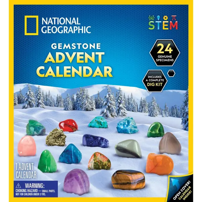National Geographic - Set educativ Calendar de Craciun descopera roci si pietre pretioase cu 24 de surprize ARTNG24101