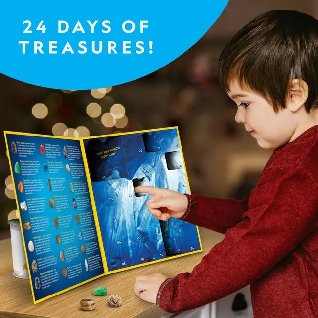 National Geographic - Set educativ Calendar de Craciun descopera roci si pietre pretioase cu 24 de surprize ARTNG24101
