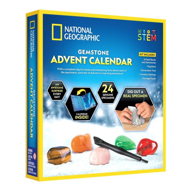 National Geographic - Set educativ Calendar de Craciun descopera roci si pietre pretioase cu 24 de surprize ARTNG24101