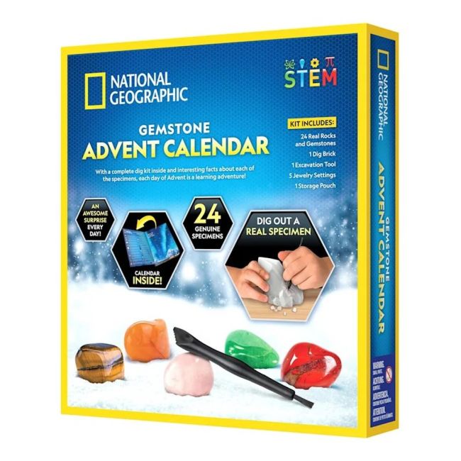National Geographic - Set educativ Calendar de Craciun descopera roci si pietre pretioase cu 24 de surprize ARTNG24101