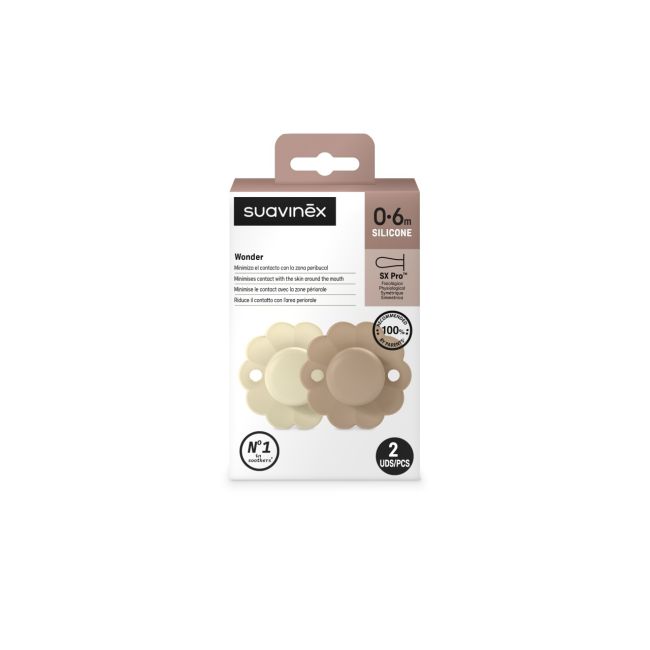 Set 2 suzete fiziologice 0-6 luni, caramel Wonderland Butterfly Suavinex JEM8426420084390