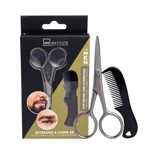 Set barbati, foarfeca si pieptan pentru ingrijire faciala, 90300, IDC Institute