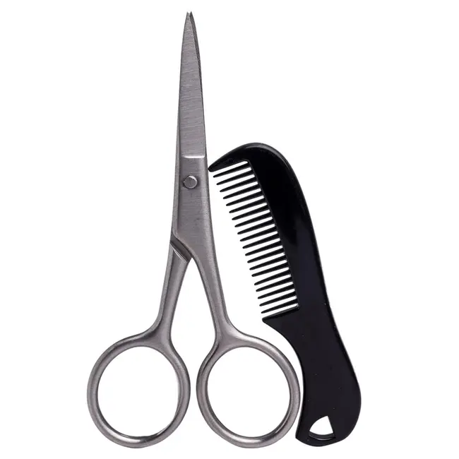 Set barbati, foarfeca si pieptan pentru ingrijire faciala, 90300, IDC Institute