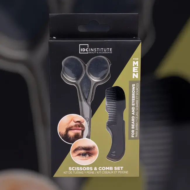 Set barbati, foarfeca si pieptan pentru ingrijire faciala, 90300, IDC Institute
