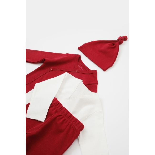 Set de 5 piese pentru nou nascut - 100% bumbac organic - Rosu, BabyCosy JEMBC-CSY5511