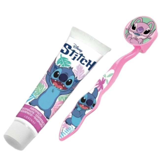 Set ingrijire dentala pentru copii, pahar, pasta de dinti, periuta si etui, Stitch, 1278