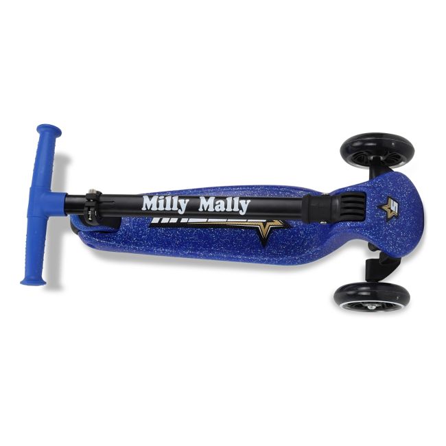 Trotineta pliabila Milly Mally Sparky Blue, roti din silicon cu Led, platforma iluminata, greutate admisa 50 kg EKDmm0368
