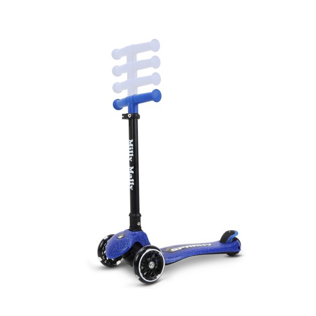 Trotineta pliabila Milly Mally Sparky Blue, roti din silicon cu Led, platforma iluminata, greutate admisa 50 kg EKDmm0368