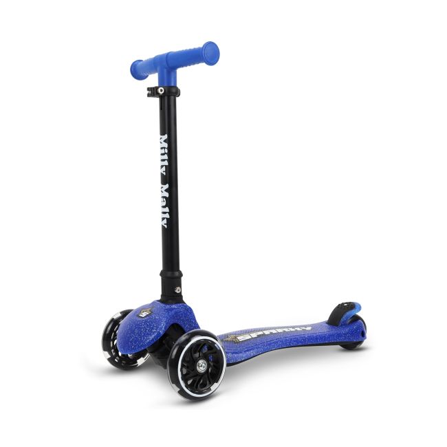 Trotineta pliabila Milly Mally Sparky Blue, roti din silicon cu Led, platforma iluminata, greutate admisa 50 kg EKDmm0368