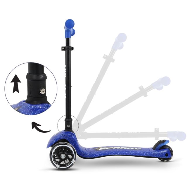 Trotineta pliabila Milly Mally Sparky Blue, roti din silicon cu Led, platforma iluminata, greutate admisa 50 kg EKDmm0368