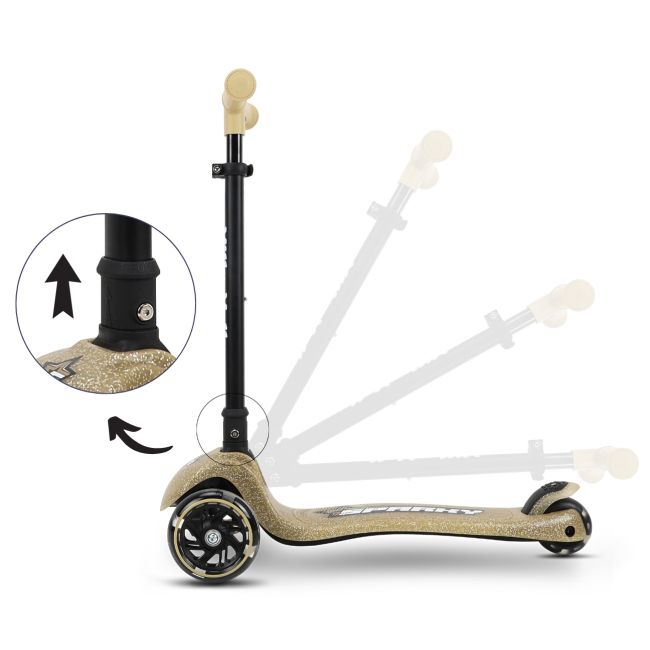Trotineta pliabila Milly Mally Sparky Champagne, roti din silicon cu Led, platforma iluminata, greutate admisa 50 kg EKDmm0351