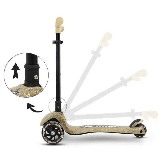 Trotineta pliabila Milly Mally Sparky Champagne, roti din silicon cu Led, platforma iluminata, greutate admisa 50 kg EKDmm0351