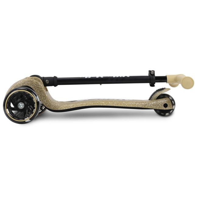 Trotineta pliabila Milly Mally Sparky Champagne, roti din silicon cu Led, platforma iluminata, greutate admisa 50 kg EKDmm0351