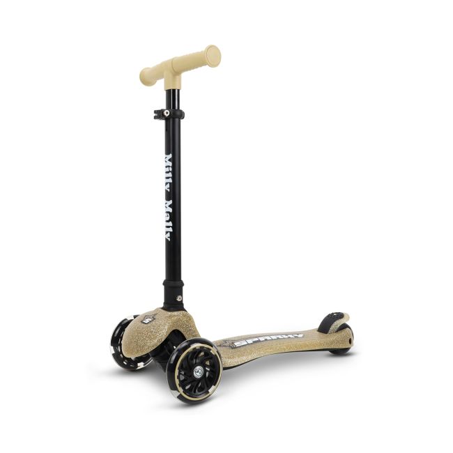 Trotineta pliabila Milly Mally Sparky Champagne, roti din silicon cu Led, platforma iluminata, greutate admisa 50 kg EKDmm0351