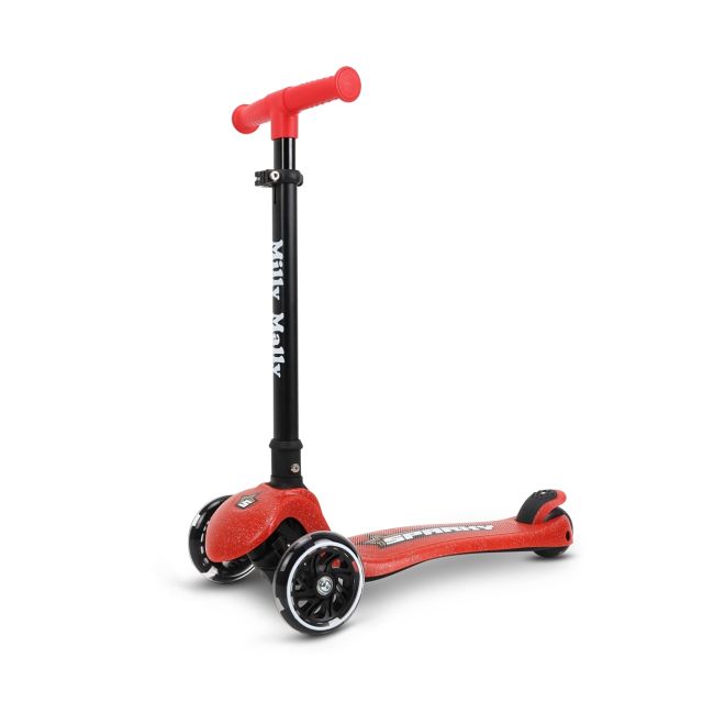 Trotineta pliabila Milly Mally Sparky Red, roti din silicon cu Led, platforma iluminata, greutate admisa 50 kg EKDmm0375