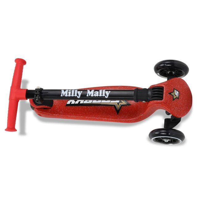 Trotineta pliabila Milly Mally Sparky Red, roti din silicon cu Led, platforma iluminata, greutate admisa 50 kg EKDmm0375