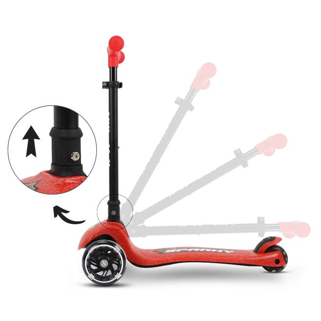 Trotineta pliabila Milly Mally Sparky Red, roti din silicon cu Led, platforma iluminata, greutate admisa 50 kg EKDmm0375