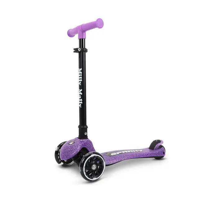 Trotineta pliabila Milly Mally Sparky Violet, roti din silicon cu Led, platforma iluminata, greutate admisa 50 kg EKDmm0344