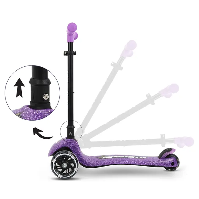 Trotineta pliabila Milly Mally Sparky Violet, roti din silicon cu Led, platforma iluminata, greutate admisa 50 kg EKDmm0344