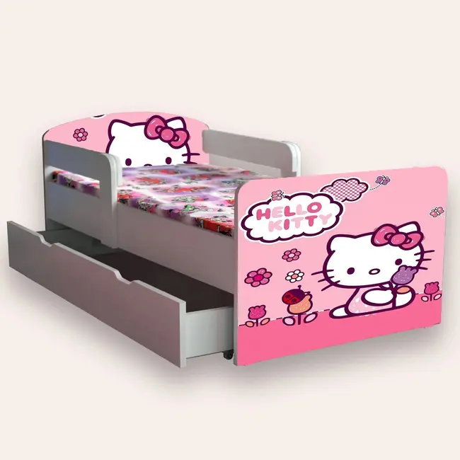 Patut copii de gradinita cu HELLO KITTY Mic 2-6 ani 130x60 cm varianta cu sertar Fara saltea CMG51894304801108
