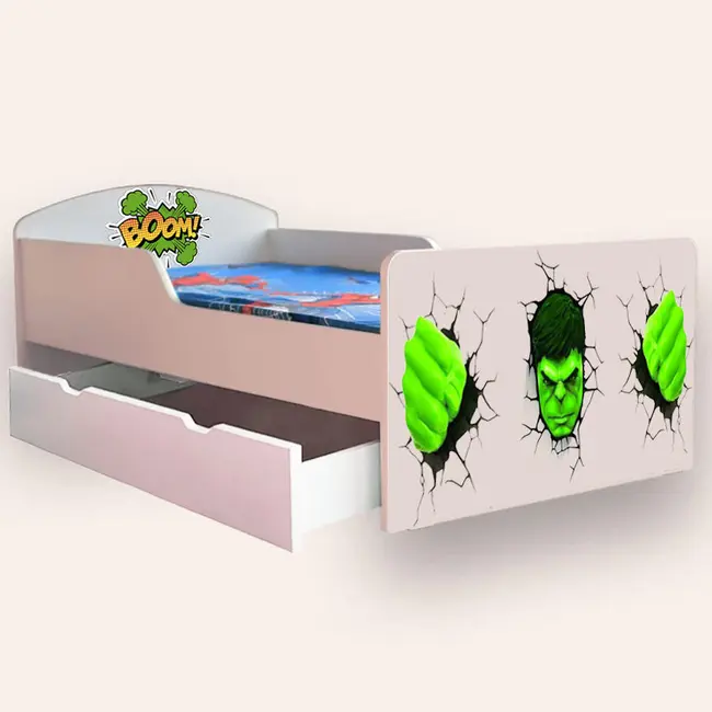 Pat Baieti Hulk Mare 2-12 Ani Cu Sertar Cu Saltea Inclusa 160x80  Cmg43817500901633