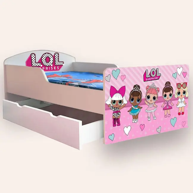 Patut copii de gradinita cu LOL Surprise Mic 2-6 ani 130x60 cm varianta cu sertar Fara saltea CMG51900589703508