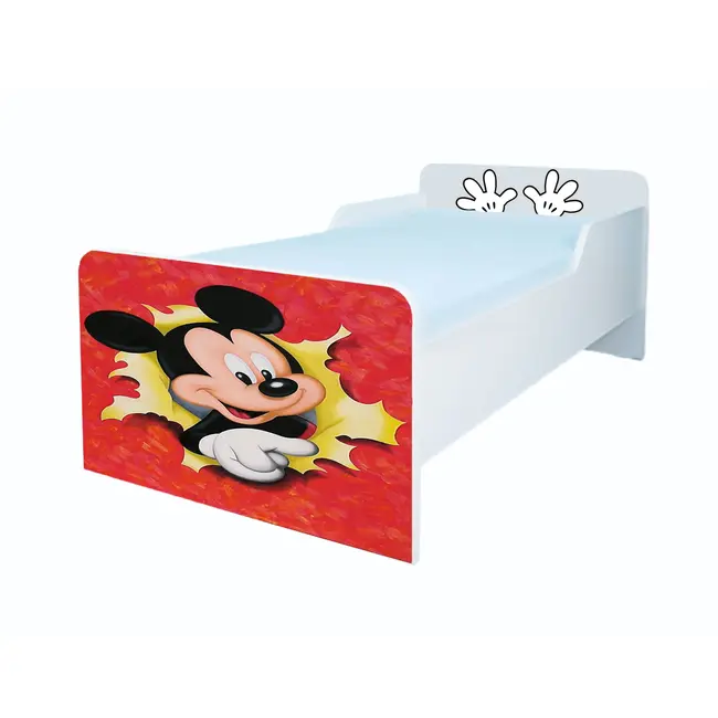 Patut de gradinita cu Mickey Mouse 2-6 ani 130x60 cm Simplu Fara saltea CMG51900559753556