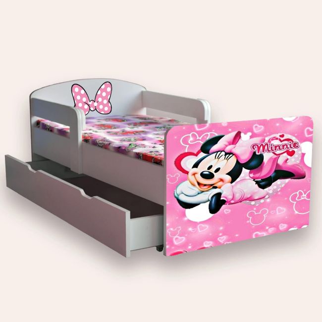 Pat Fete Minnie Mouse Cu Manere Mare 2-12 Ani Cu Sertar Varianta fara Saltea Cmg46495425298772