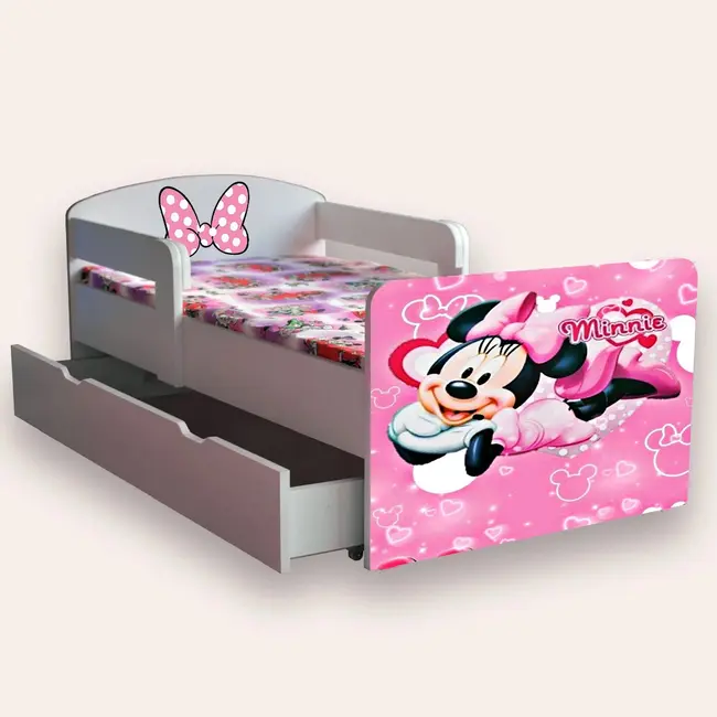 Patut copii de gradinita cu Minnie Mouse Mic 2-6 ani 130x60 cm varianta cu sertar Fara saltea CMG51899930575188