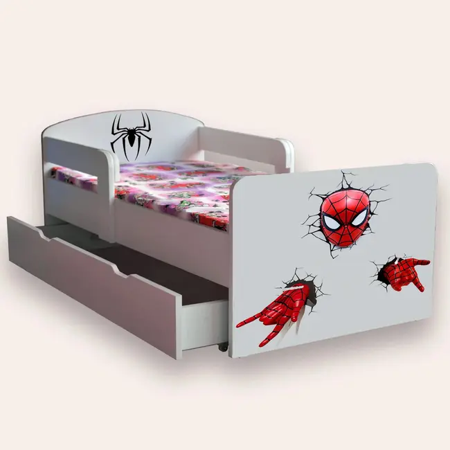 Patut copii de gradinita cu Spider Man 2-6 ani 130x60 cm cu sertar Fara saltea CMG51894310371668