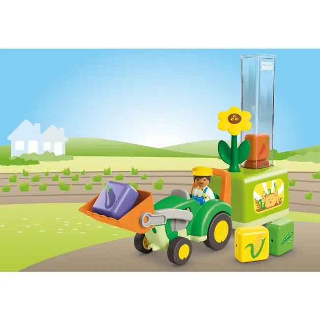 Playmobil - Junior dezvoltare prin joaca Tractor cu incarcatura si semanatoare ARTPM71773