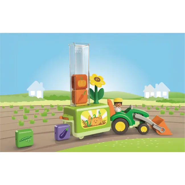 Playmobil - Junior dezvoltare prin joaca Tractor cu incarcatura si semanatoare ARTPM71773