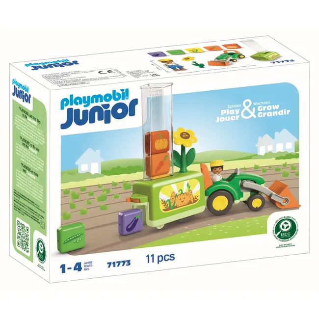 Playmobil - Junior dezvoltare prin joaca Tractor cu incarcatura si semanatoare ARTPM71773