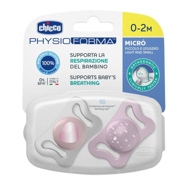 Suzeta Chicco PhysioForma Micro, 2 bucati, pink, 0-2luni CHC75126-7_PINK