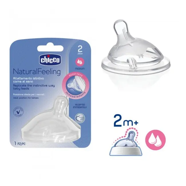 Tetina Chicco Natural Feeling, s., flux mediu, 2luni+ CHC81023-7