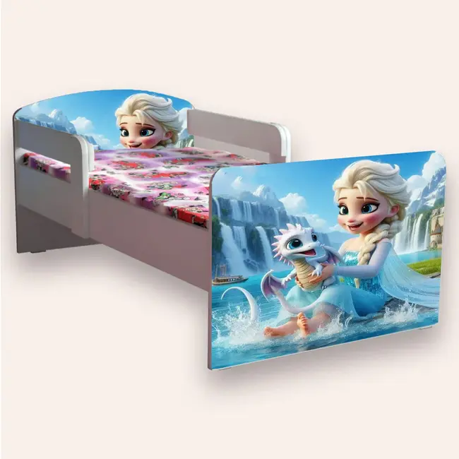 Pat fete Elsa Si Dragonul 2-8 Ani Cu Manere Cu Saltea Inclusa 140x70 Cmg49440825344340