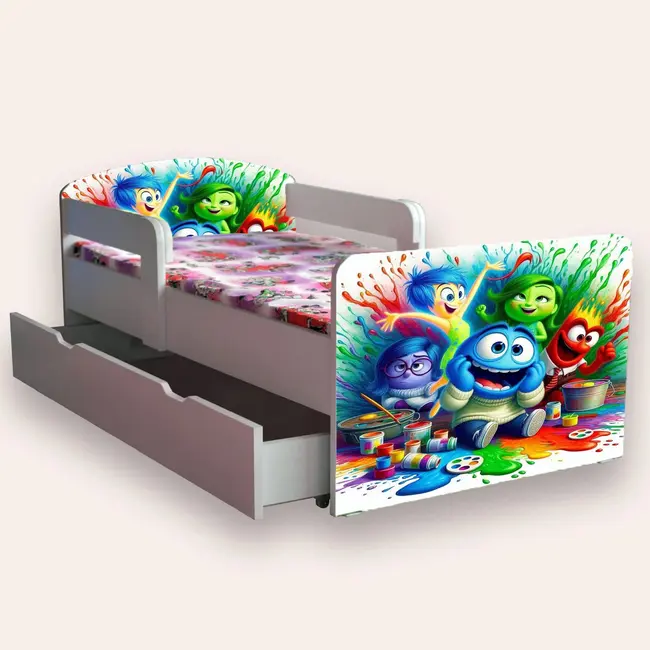 Pat copii Inside Out 2-12 Ani Cu Manere Si  Sertar Varianta fara Saltea Cmg50494473175380
